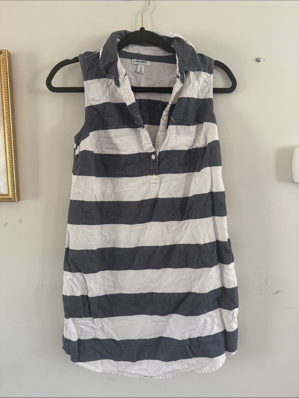 Old Navy Striped Sleeveless Polo Dress - Navy & White